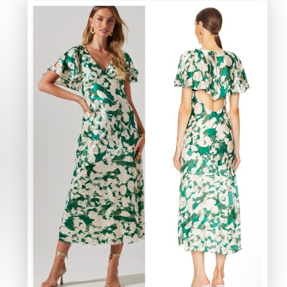 Revolve ASTR Florecita Dress in Green Cream Burnout ASTR the Label Size M - Picture 1 of 4